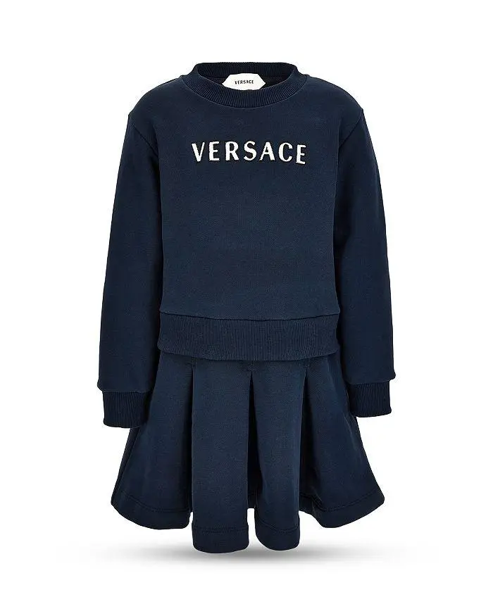 Versace Girls' Embroidered Logo Fleece Dress - Little Kid, Big Kid