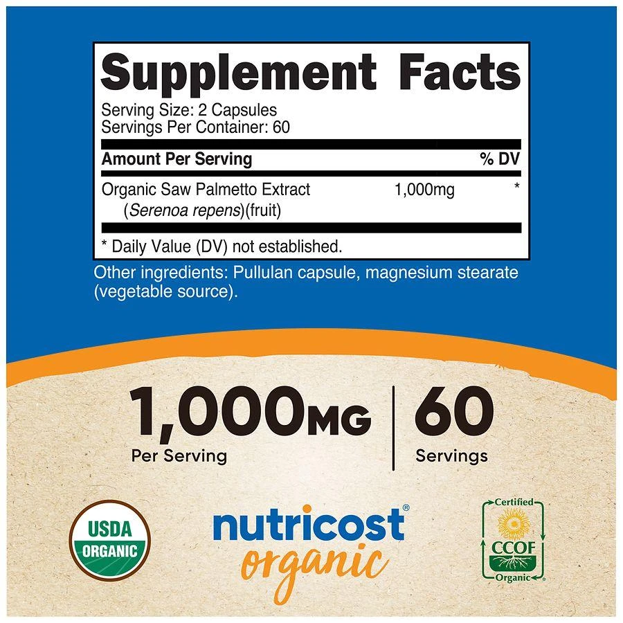Nutricost Organic Saw Palmetto (MWO) 500 mg Capsules 4
