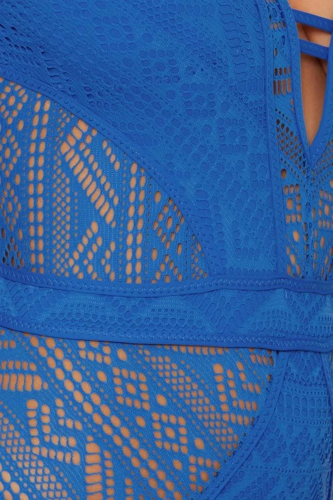 Becca BECCA Color Play Crochet Plunge One Piece Women's  Blue Swimsuits RED155 4