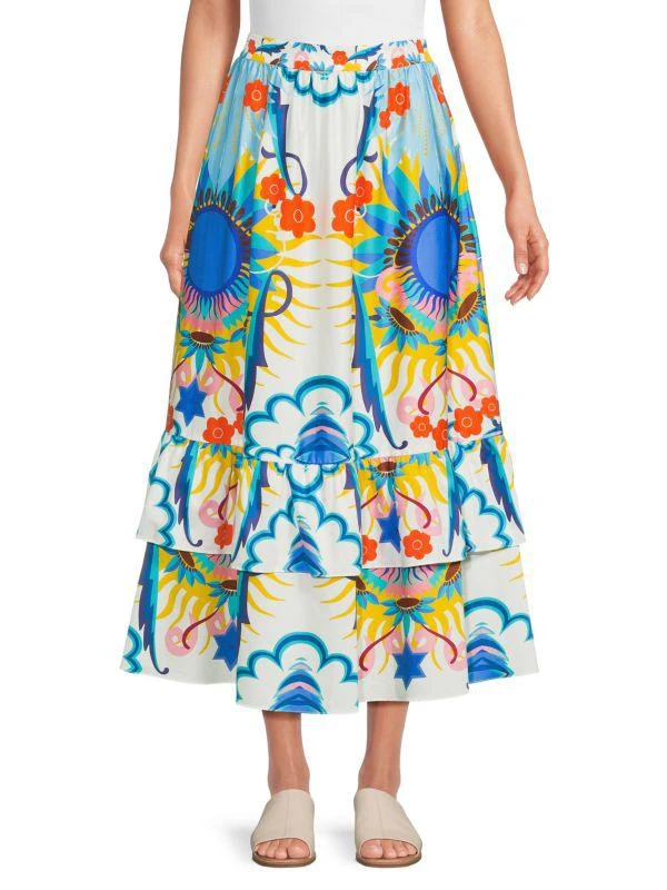Borgo de Nor Paulina Print Tiered Skirt 1