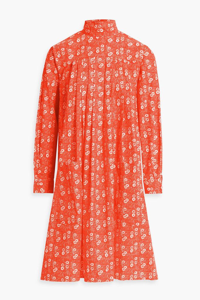 BATSHEVA Pleated floral-print cotton-poplin dress