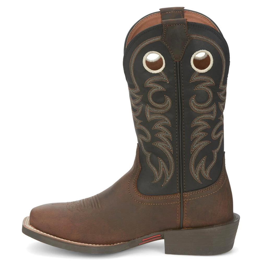 Justin Boots Stampede 12 inch Embroidered Square Toe Cowboy Boots 3