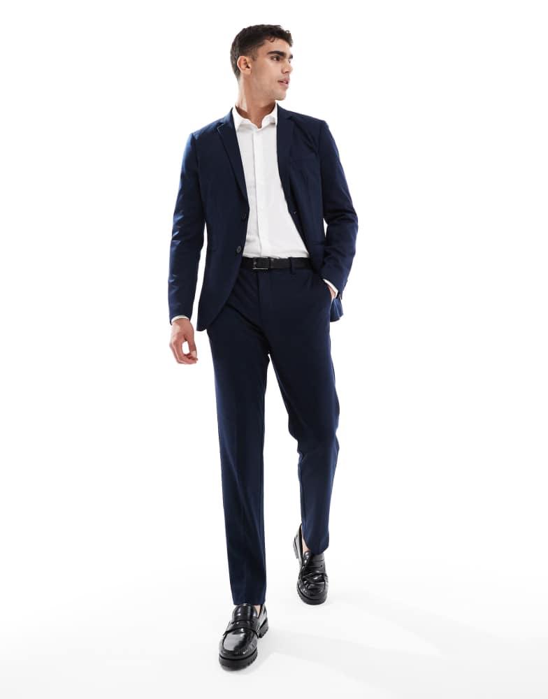 Jack & Jones Jack & Jones slim fit jersey suit trouser in navy