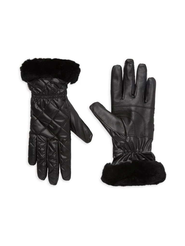 UGG Faux Fur Trim Quited Gloves