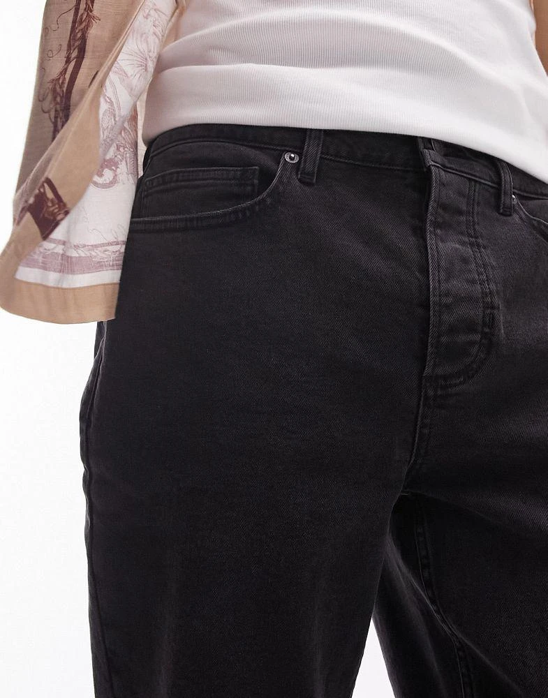 Topman Topman taper jeans in washed black 4