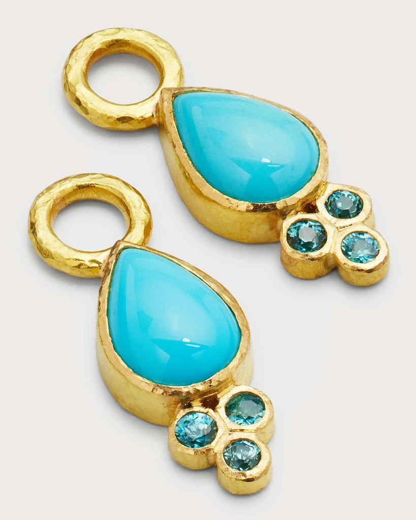 Elizabeth Locke 19K Pear-Shaped Turquoise Earring Pendants, 17x8mm 3