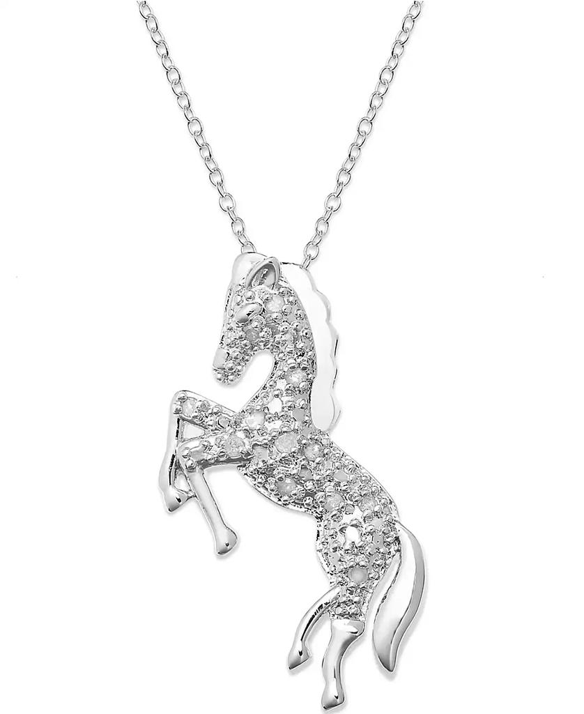 Macy's Diamond Horse Pendant Necklace in Sterling Silver  (1/10 ct. t.w.)