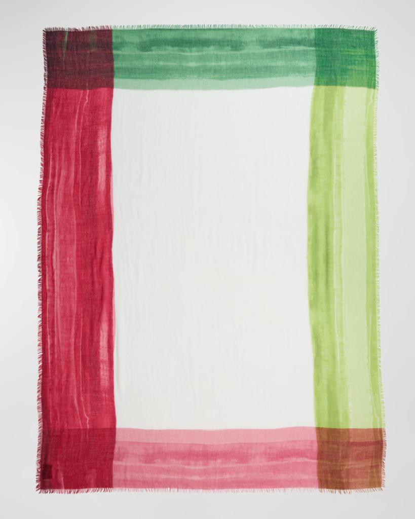 Franco Ferrari Multicolor Bordered Cashmere Scarf