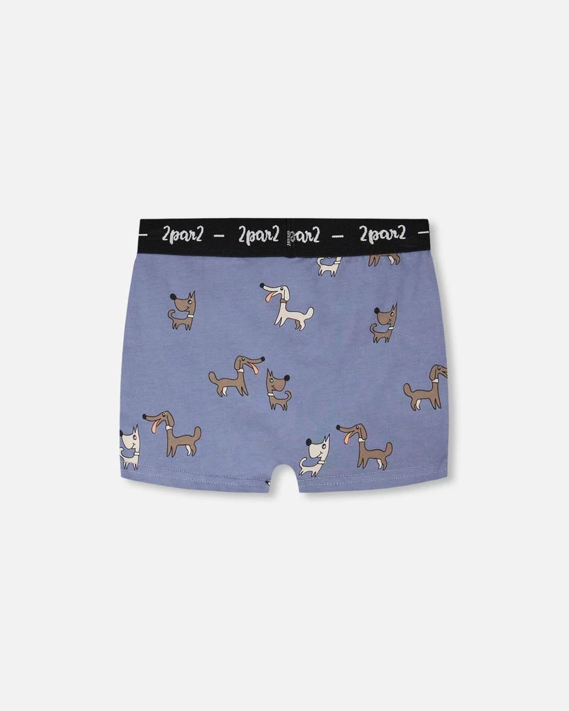 Deux par Deux Organic Cotton Boxer Blue Dog Print 2