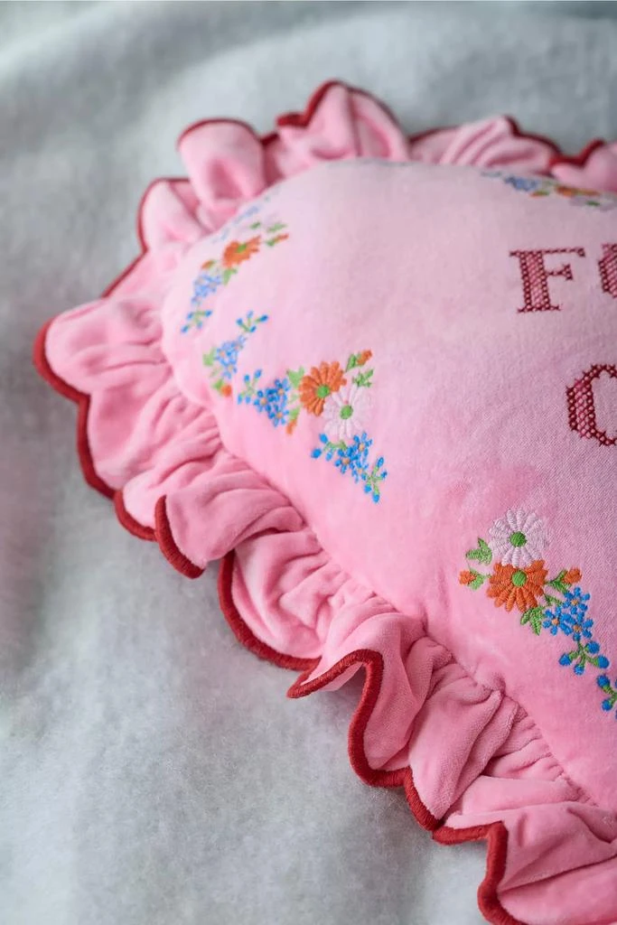 Urban Outfitters Ruffle Heart Velvet Throw Pillow 2