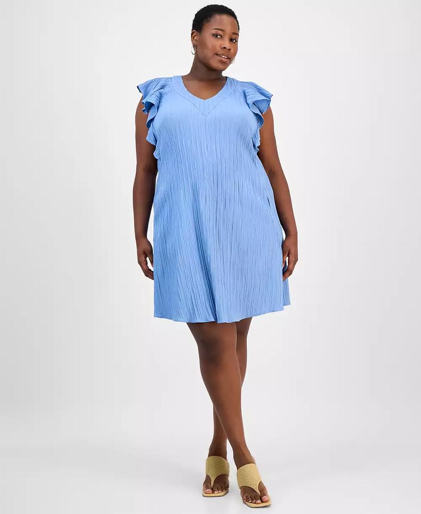 Sandra Darren Plus Size Flutter-Sleeve Shift Dress