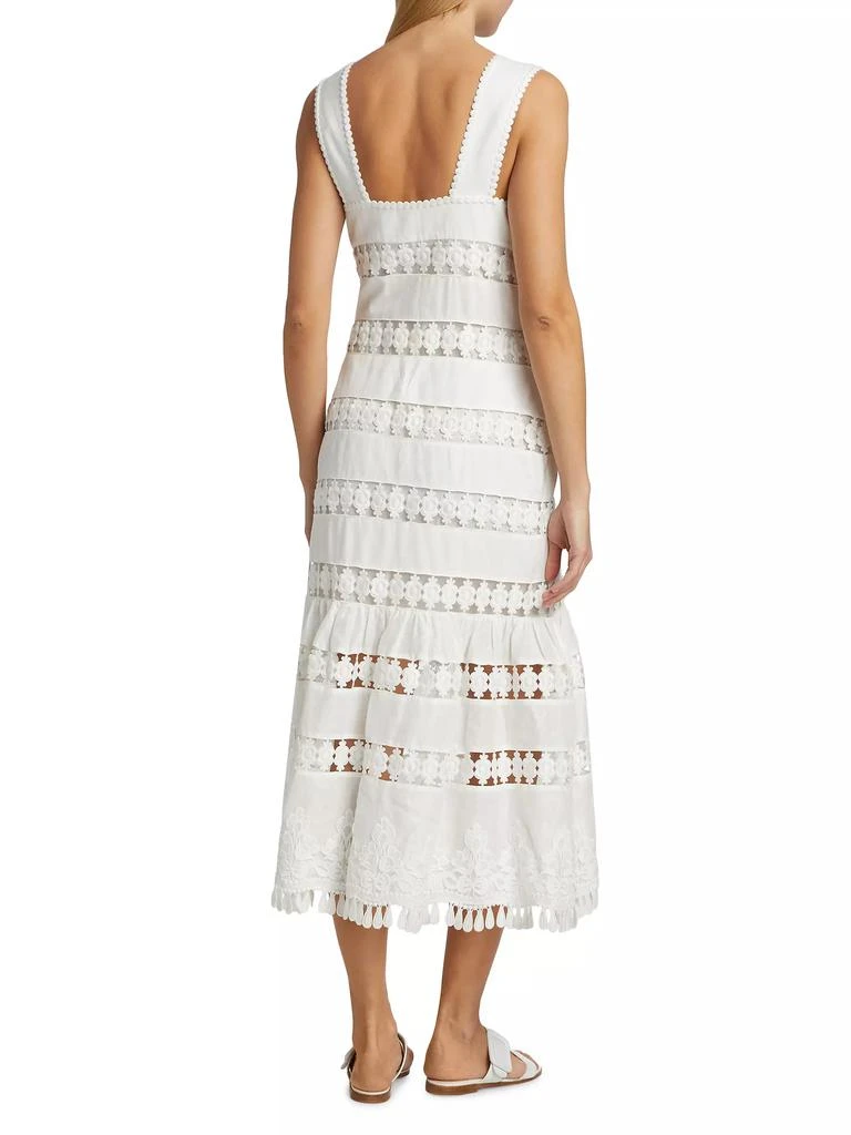 Zimmermann Pop Linen Lace Paneled Midi-Dress 5