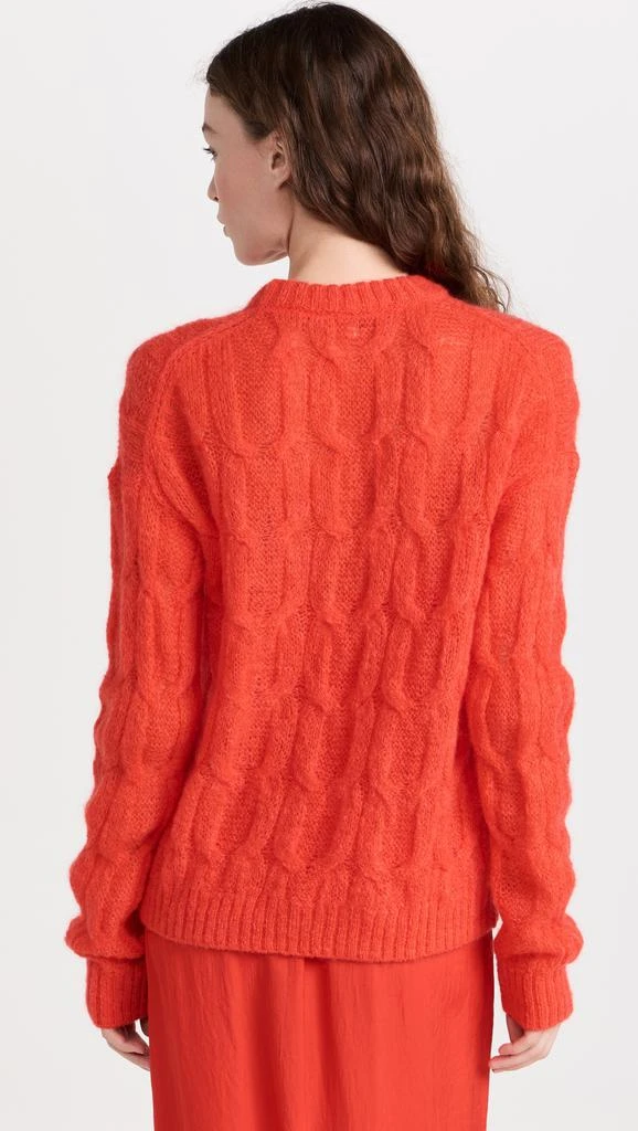 Tibi Soft Mohair Cable Crew Neck Easy Pullover 2