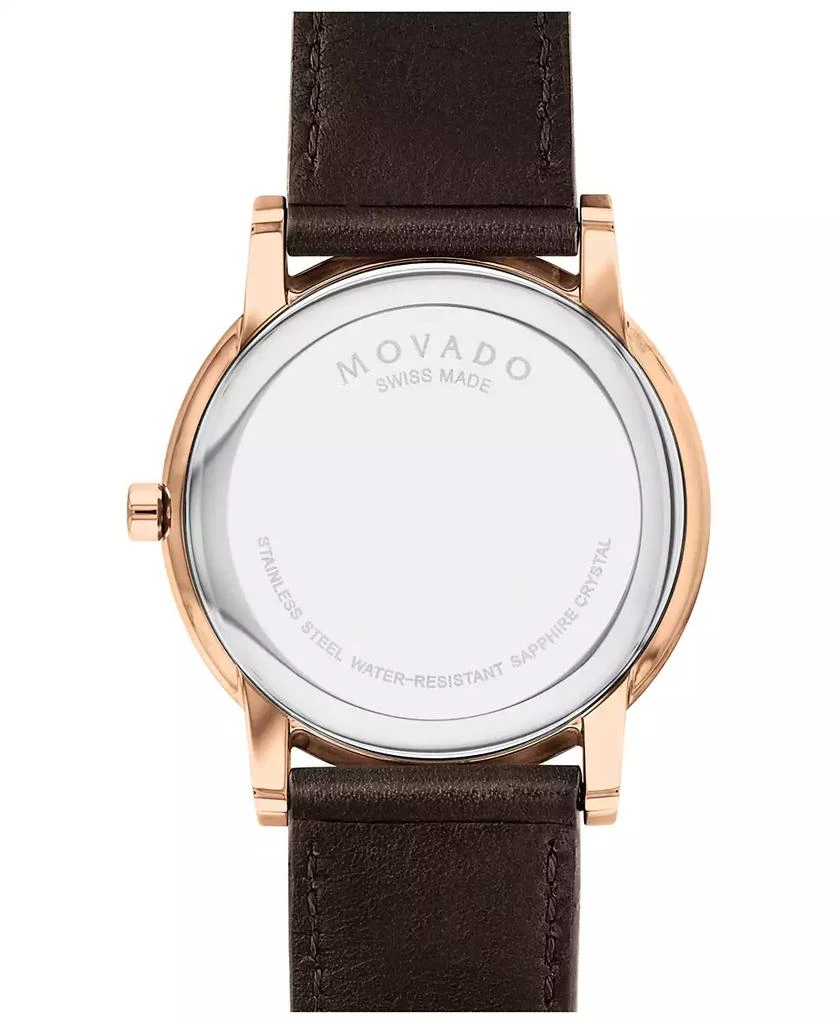 Movado Men's Museum Classic Swiss Quartz Brown Genuine Leather Strap Watch 40mm 3