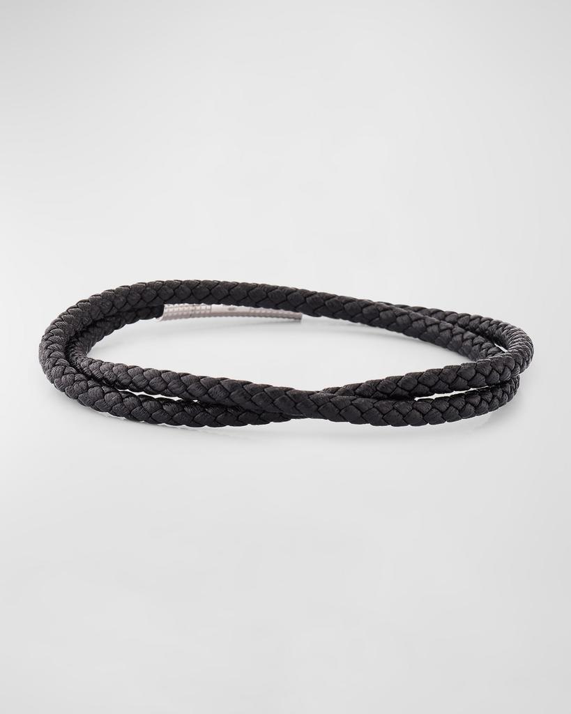 Tateossian Men's Braided Leather Bracelet, Large