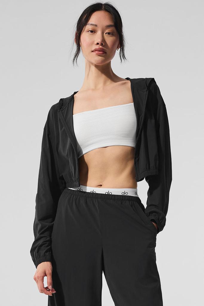 Alo Cropped Breezy Full-Zip Hoodie - Smoky Quartz