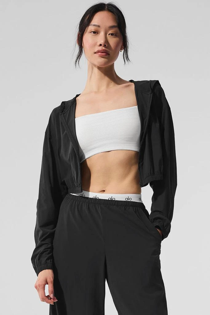 Alo Cropped Breezy Full-Zip Hoodie - Smoky Quartz 1