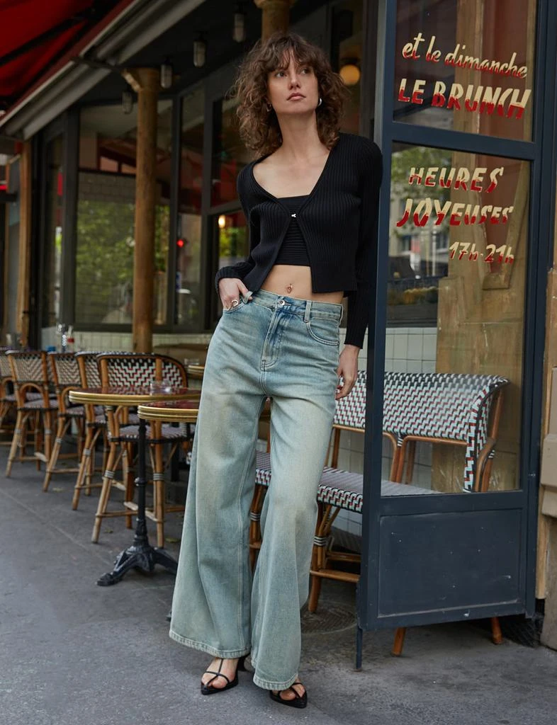 Pixie Market Carson Wide-Leg Faded Jeans 5