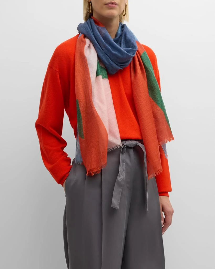Akris Spectra Print Cashmere-Silk Scarf, 26" x 79" 2