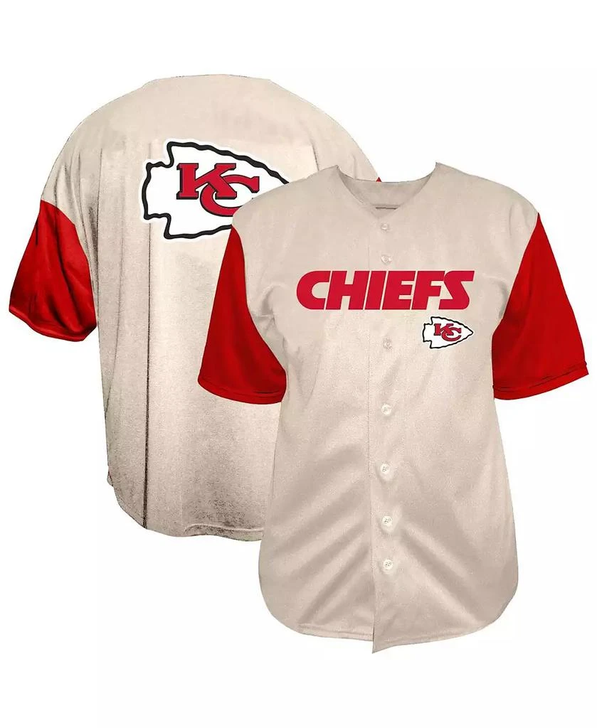 Fanatics Men's Cream Kansas City Chiefs Vintage Full-Button Short Sleeve Shirt 1