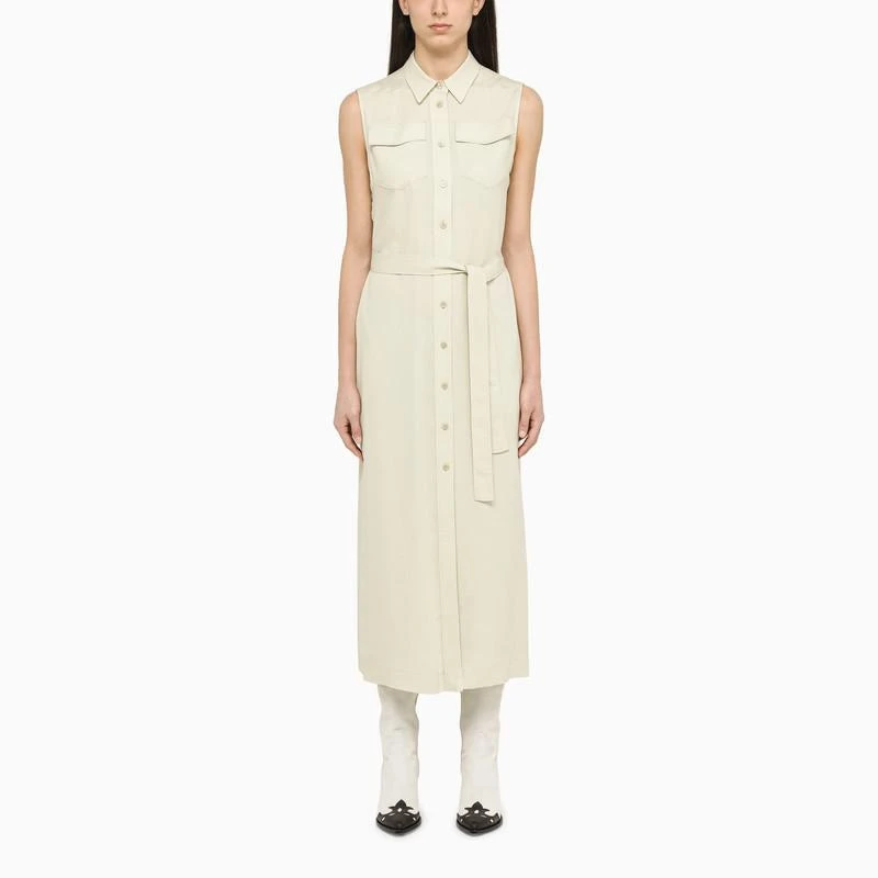 Calvin Klein Calvin Klein Midi Ivory Chemisier Dress 1