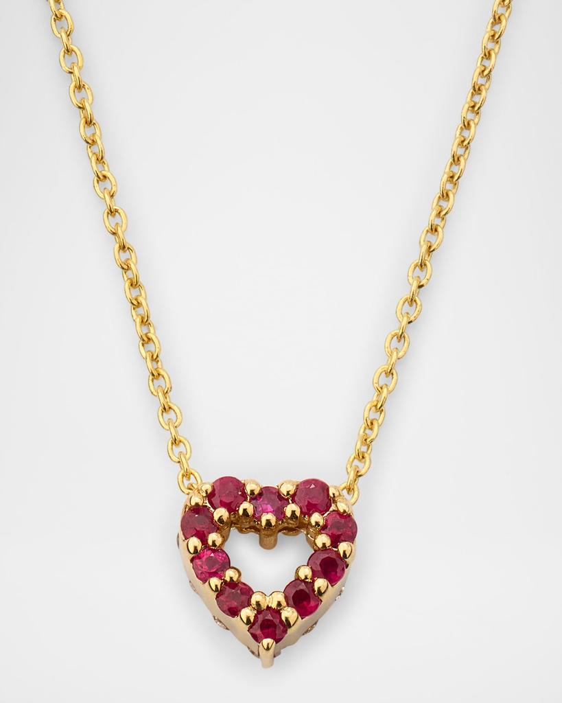 Roberto Coin 18K Yellow Gold Reversible Diamond and Ruby Heart Pendant Necklace