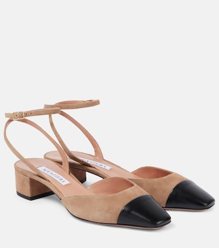 Aquazzura French Flirt 35 leather-trimmed suede pumps