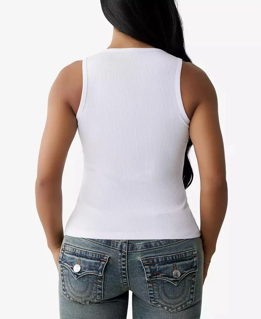 True Religion Women's Crystal Logo V Notch Tank 2