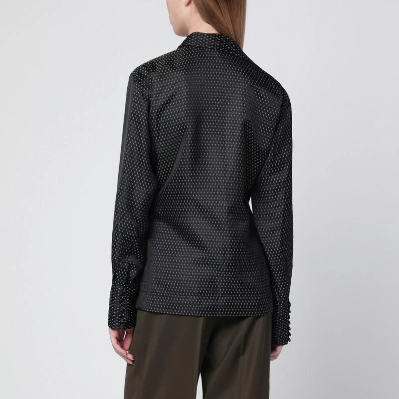Dries Van Noten Black wrap shirt with jacquard texture 3