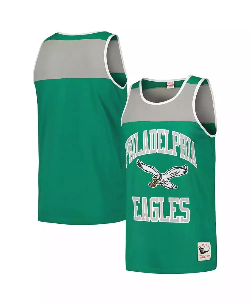 Mitchell & Ness Men's Kelly Green and Silver Philadelphia Eagles Heritage Colorblock Tank Top 1
