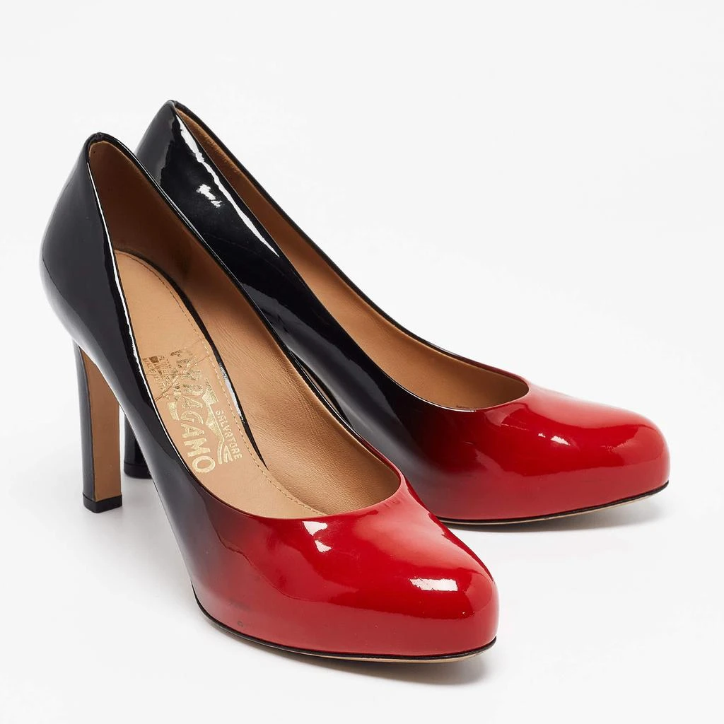 Salvatore Ferragamo Salvatore Ferragamo Red/Black Ombre Patent Leather Platform Pumps Size 38 4