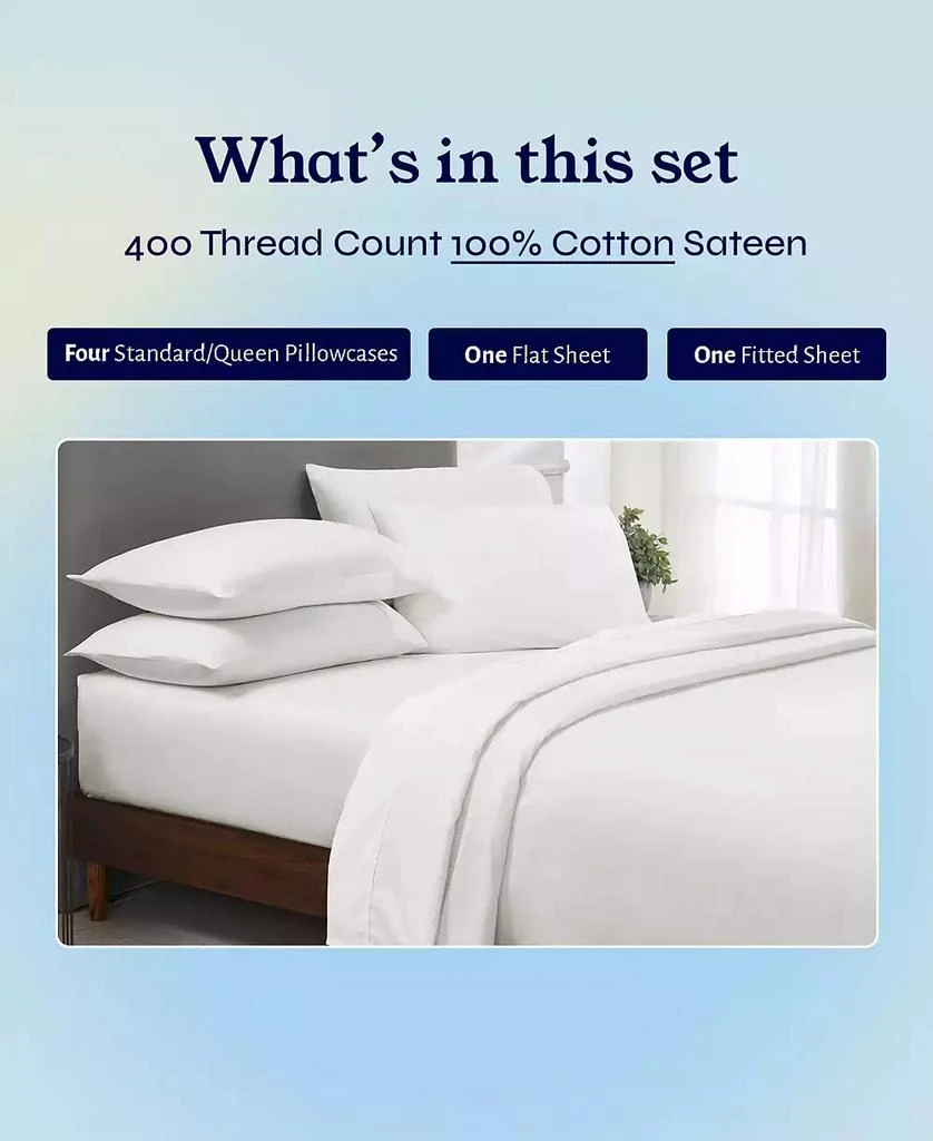 California Design Den 6 Piece Sheet Set with 4 Pillowcases - 400 Thread Count 100% Cotton Sateen - Deep Pocket 3