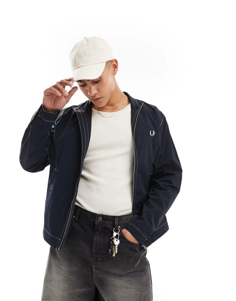 Fred Perry Fred Perry laurel wreath shell jacket in navy 4