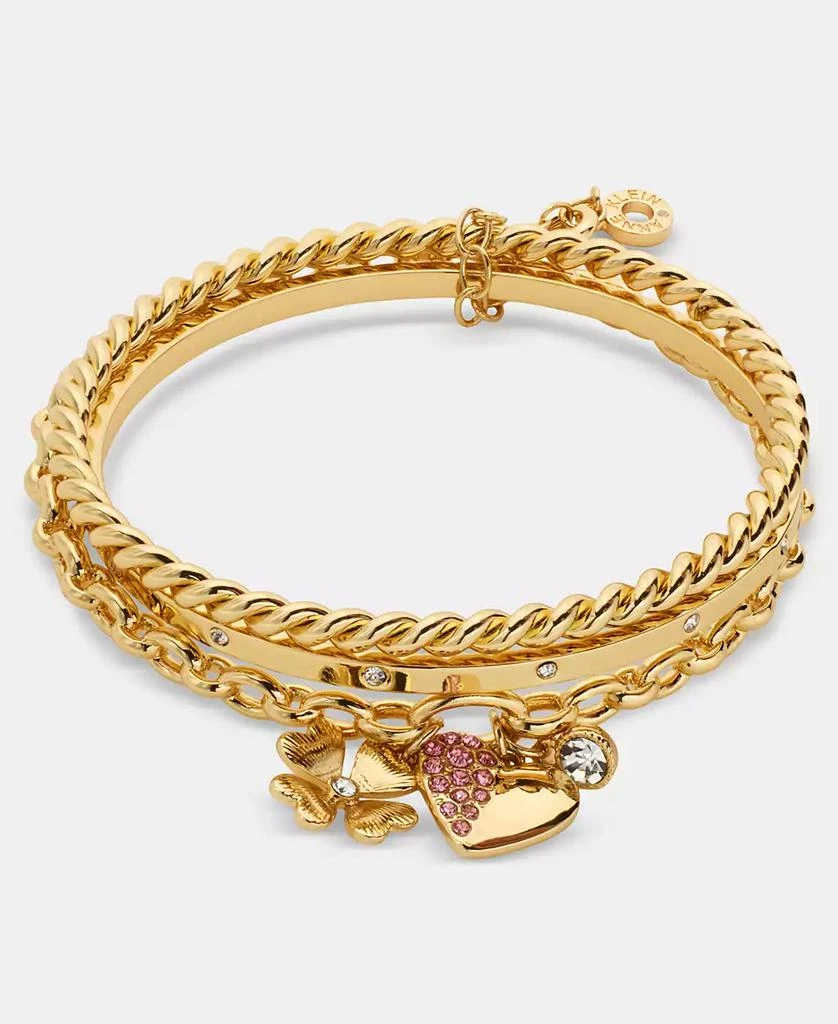 Anne Klein 3-Pc. Set Crystal Heart 
Clover Charm Bangle Bracelets 2