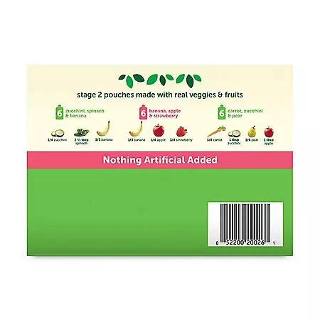 Beech-Nut Beech-Nut Veggies and Fruities Stage 2 Baby Food Pouch, Variety Pack, 3.5 oz., 18 ct. 3