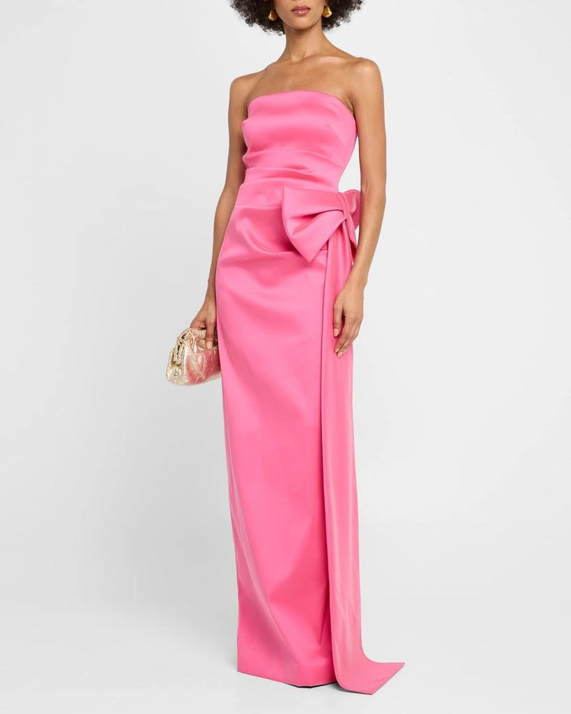 Teri Jon Strapless Draped Bow Mikado Column Gown 2