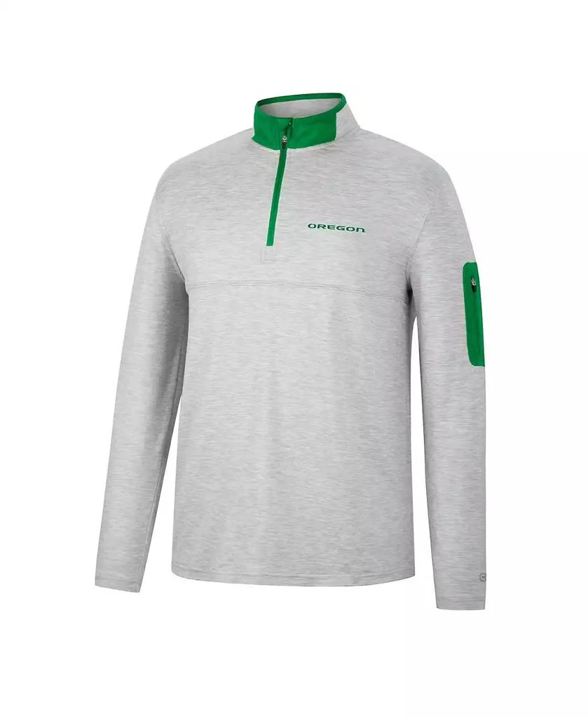 Colosseum Men's Heathered Gray, Green Oregon Ducks Country Club Windshirt Quarter-Zip Jacket 3