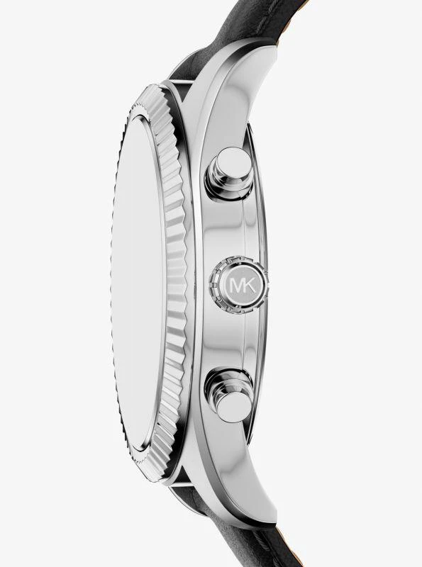 Michael Kors Oversized Lexington Silver-Tone and Leather Watch 2