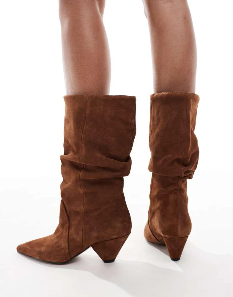 ASOS ASOS DESIGN Restless premium slouch boot in tan suede 4