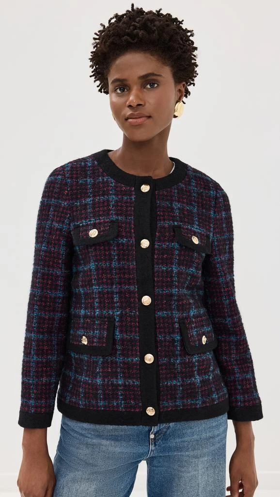 ANINE BING Lydia Jacket In Blue and Red Tweed 7