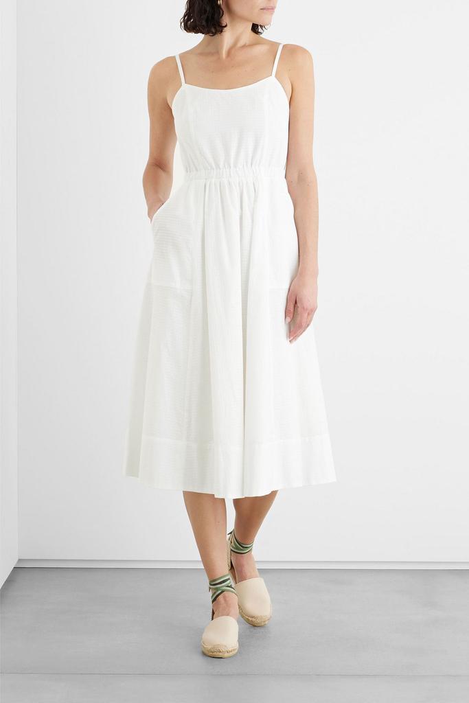 IRIS & INK Eve gathered cotton midi dress