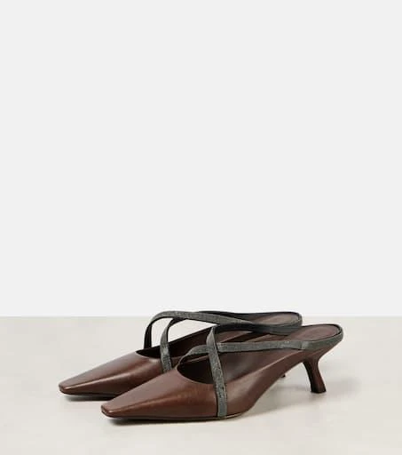 Brunello Cucinelli Monili leather mules 4