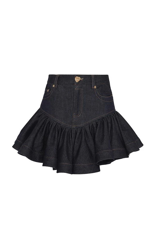 Zimmermann Zimmermann - Crushed Flared Denim Mini Skirt - Dark Wash - 0 - Moda Operandi 1