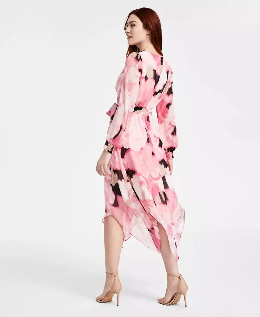 Anne Klein Women's Printed Smocked-Cuff Midi Dress 5