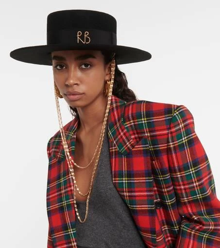 RUSLAN BAGINSKIY Chain-detail wool felt boater hat 2