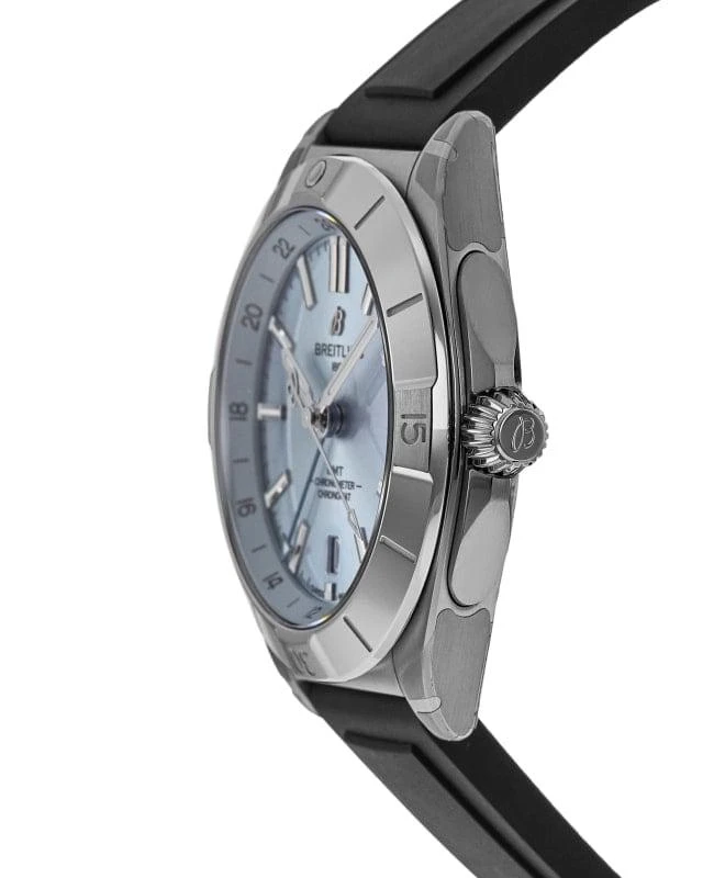 BREITLING Breitling Chronomat Automatic GMT 40 Ice Blue Dial Platinum Bezel Black Rubber Strap Men&apos;s Watch P32398101C1S1 3