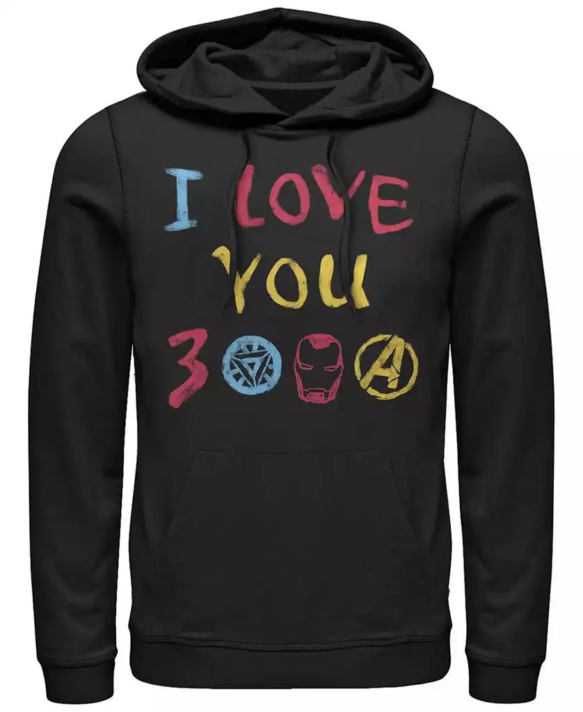 FIFTH SUN Marvel Men's Avengers Endgame Iron Man Hand Drawn I Love You 3000, Pullover Hoodie