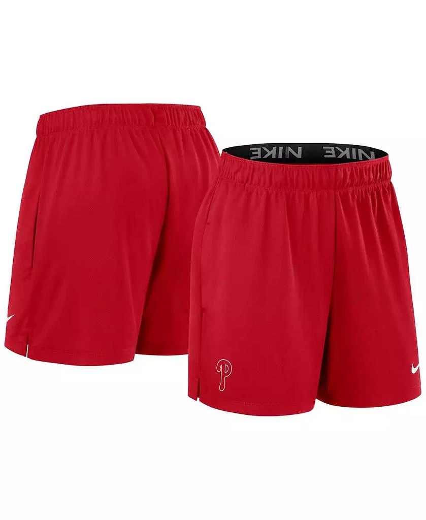 NIKE Women's Red Philadelphia Phillies Authentic Collection Knit Shorts 1
