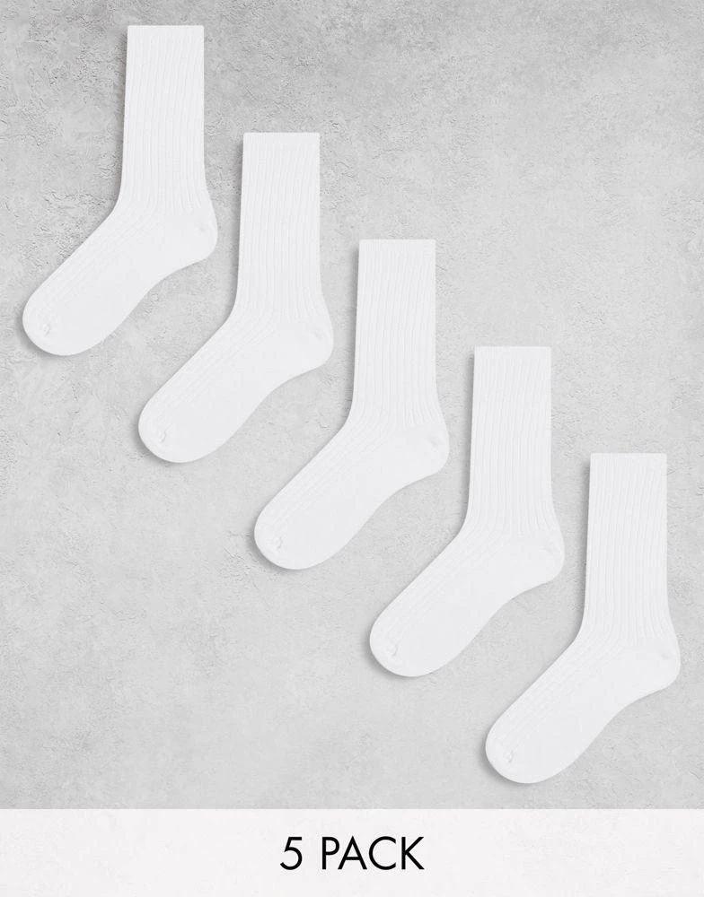 Weekday Weekday ribbed socks 5-pack in White 1