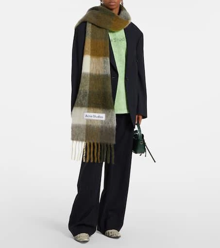 Acne Studios Logo fringed checked scarf 3